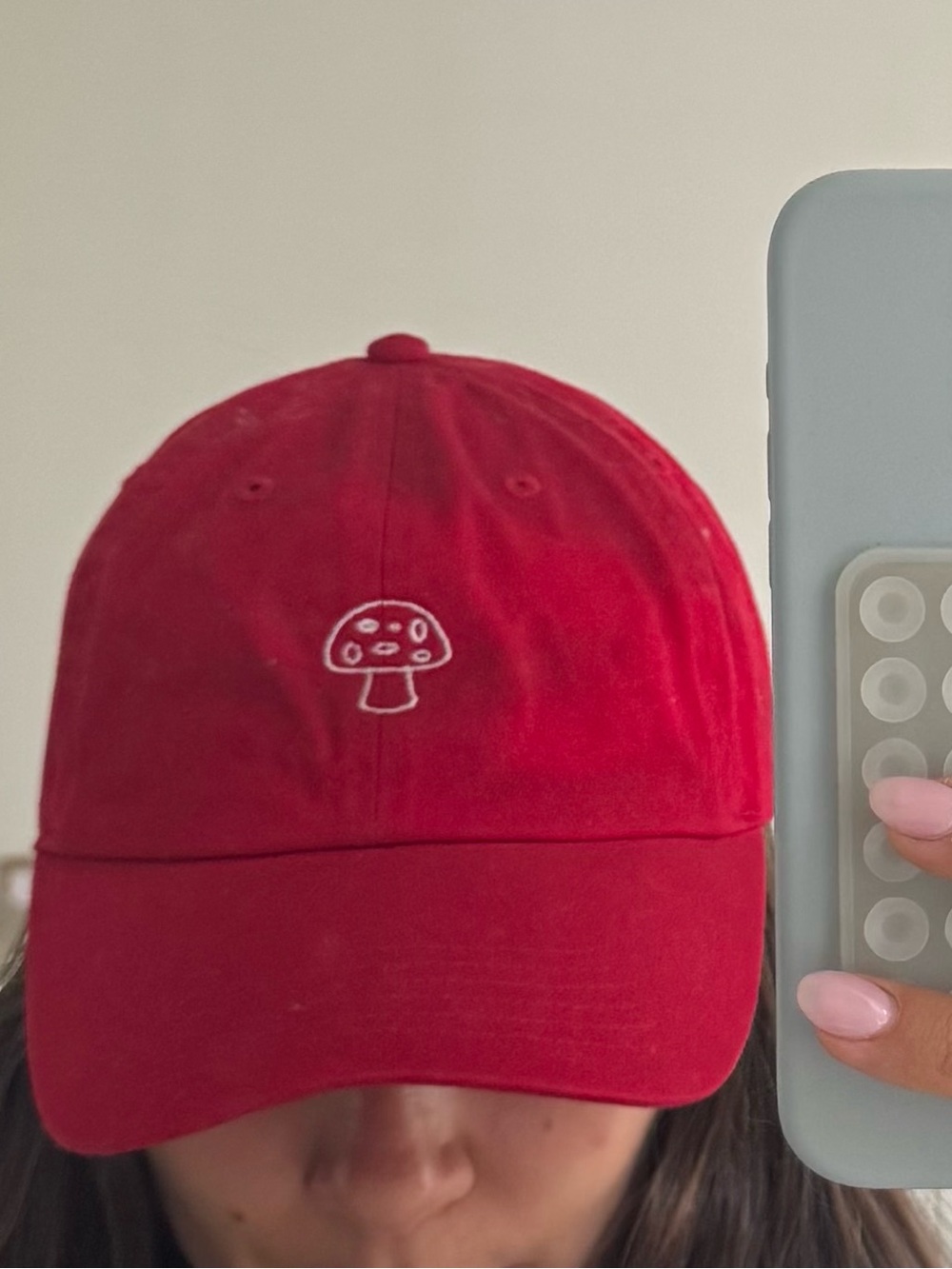 Red Mushroom Embroidered Baseball Cap